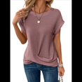 thumbnail image 1 of Camisetas para Mujer, Camisetas Informales con Mangas Murciélago Lisas y Dobladillo Cruzado, Camisetas Ajustadas A Gris Rosado Pálido M, 1 of 8