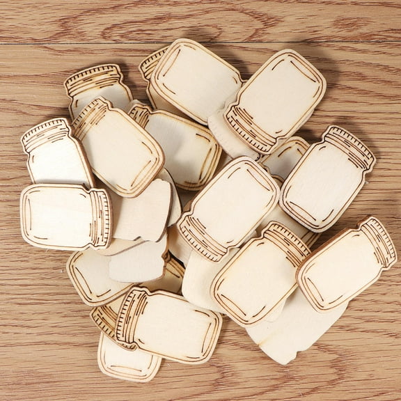 Soimiss craft wood pieces Wooden Bottle Shape Chip Light Yellow 60Pack