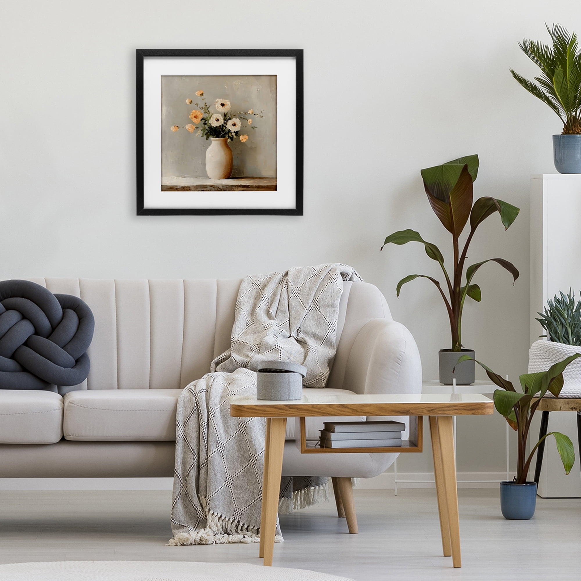Stupell Industries Simple Floral Vase in Pastels Black Framed Print Under Glass, design by Creative Studio