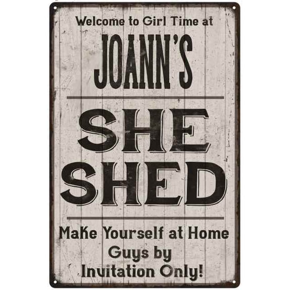 JOANN'S She Shed Sign Lady Cave Gift 8x12 Metal Sign 208120082167