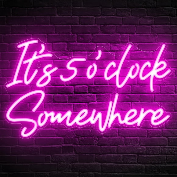 Letrero de neón de Kavaas con texto «I's 5 O'Clock Somewhere»