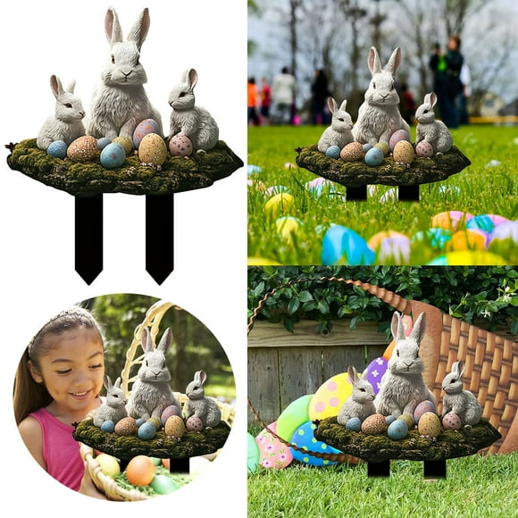Binwennn Retractable Banners And Signs Customize Custom Yard Signs with Happy Easter Garden Flag 2D Acrylic Outdoor Stake Weather Easy Installation Versatile Display Modern Design