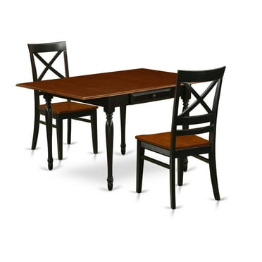 East West Furniture Monza 3-piece Dinette Table and Chair Set in Black/Cherry