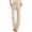 Beige, variant on KDFJPTH Women's Striped Linen Blend Pants Elastic Drawstring Waist Casual Summer Trousers with Pockets Beige L