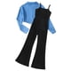 thumbnail image 4 of Odeerbi 6-13 Años Niñas Trajes de Manga Larga Camisa de Mezclilla Pantalones de Pierna Ancha Conjunto Niños Franela Cuello Vuelto Inicio Conjuntos, 4 of 9