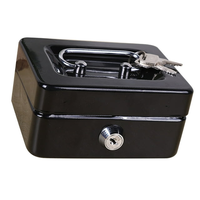 Metal Cash Box with Money Tray Lock Box, Mini Money Saving Organizer for Household Cash Management, Portable Money Storage Safe for Car