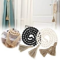 Rustic Wood Bead Garland Set of 2 – Farmhouse Wooden Beads Garland for Christmas, Table, and Home Decoration