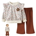thumbnail image 5 of KPOPLK Toddler Baby Girl Fall Clothes Soft Outfits Set Embroidered Knit Top & Flare Pant 2Pcs Cute Home Outdoor 9Months 1t 2t 3t,Size 9-12 Months, 5 of 9