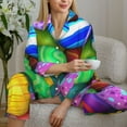 thumbnail image 6 of Honeii Colorful Easter Eggs1 print Women's Pajama Sets Long Sleeve Button Down Sleepwear Nightwear Soft Pjs Lounge Sets-Large, 6 of 7
