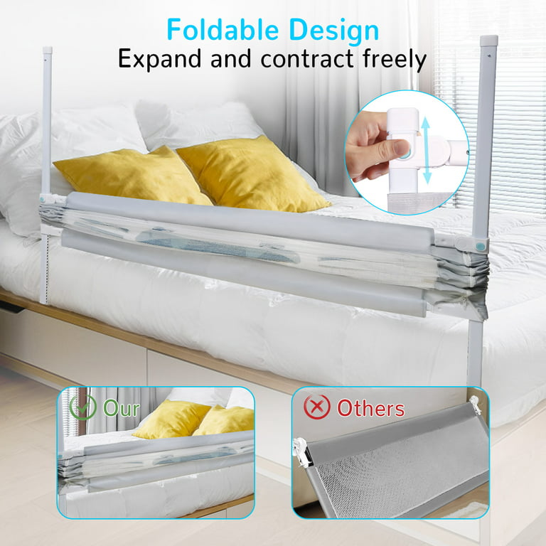 FEBFOXS 59 Toddler Bed Rails, Bed Rail for Toddlers, 30 Levels of Height  Adjustment Baby Bed Rail Guard, Foldable Safety Baby Crib Rail for Children