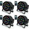 Uplights 18 RGB Led UpLights, Missyee Sound Activated DMX Uplighting, LED Par Can Lights with Remote Control, DJ Uplighting Package for Wedding Birthday Home Party (4 pcs)