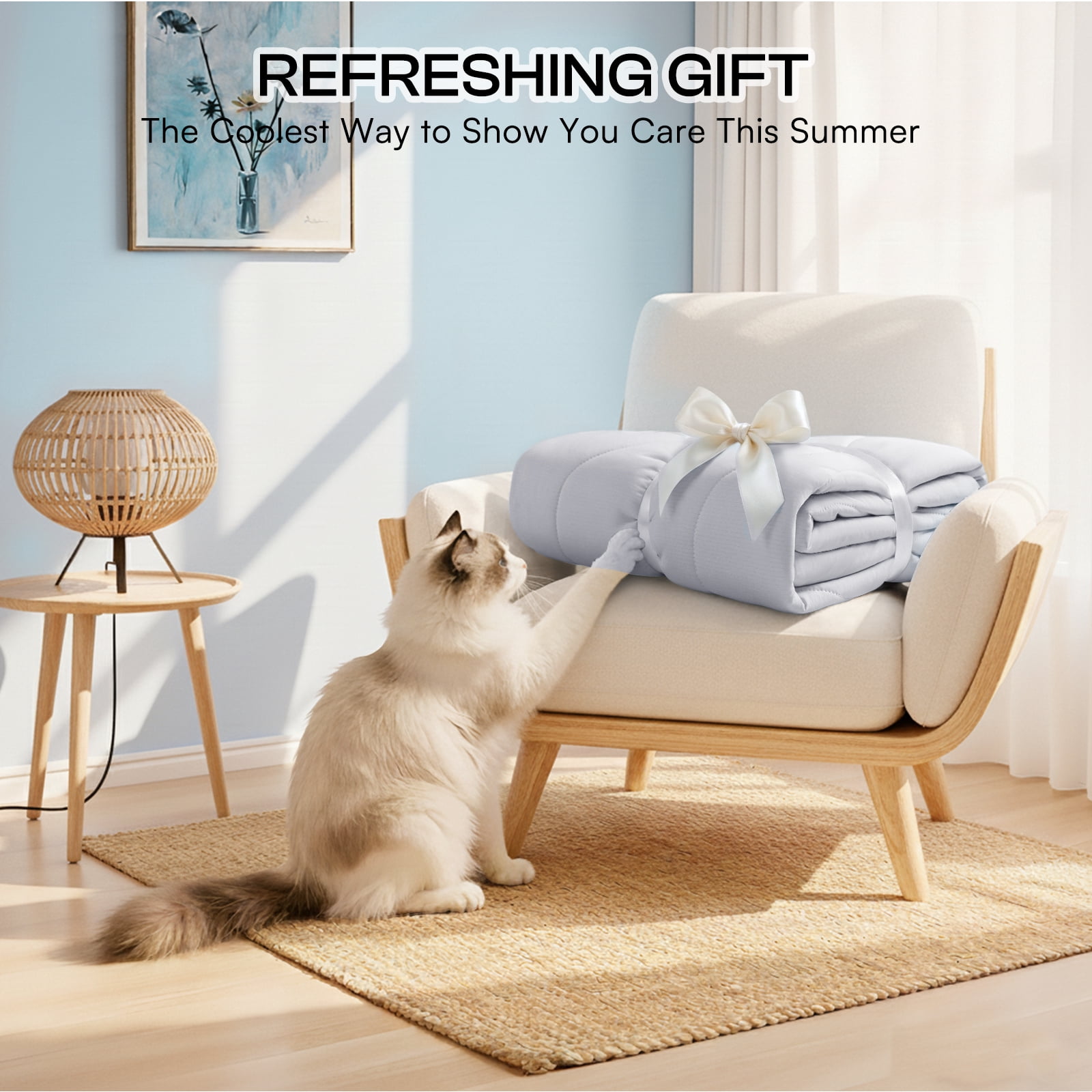 Luciphia Premium Cooling Dog Blanket Washable Q-MAX>0.5 Small Medium Large Pet Mat Puppy Cat Self-Cooling Soft Breathable Calming Throw for Sofa Crate Bed