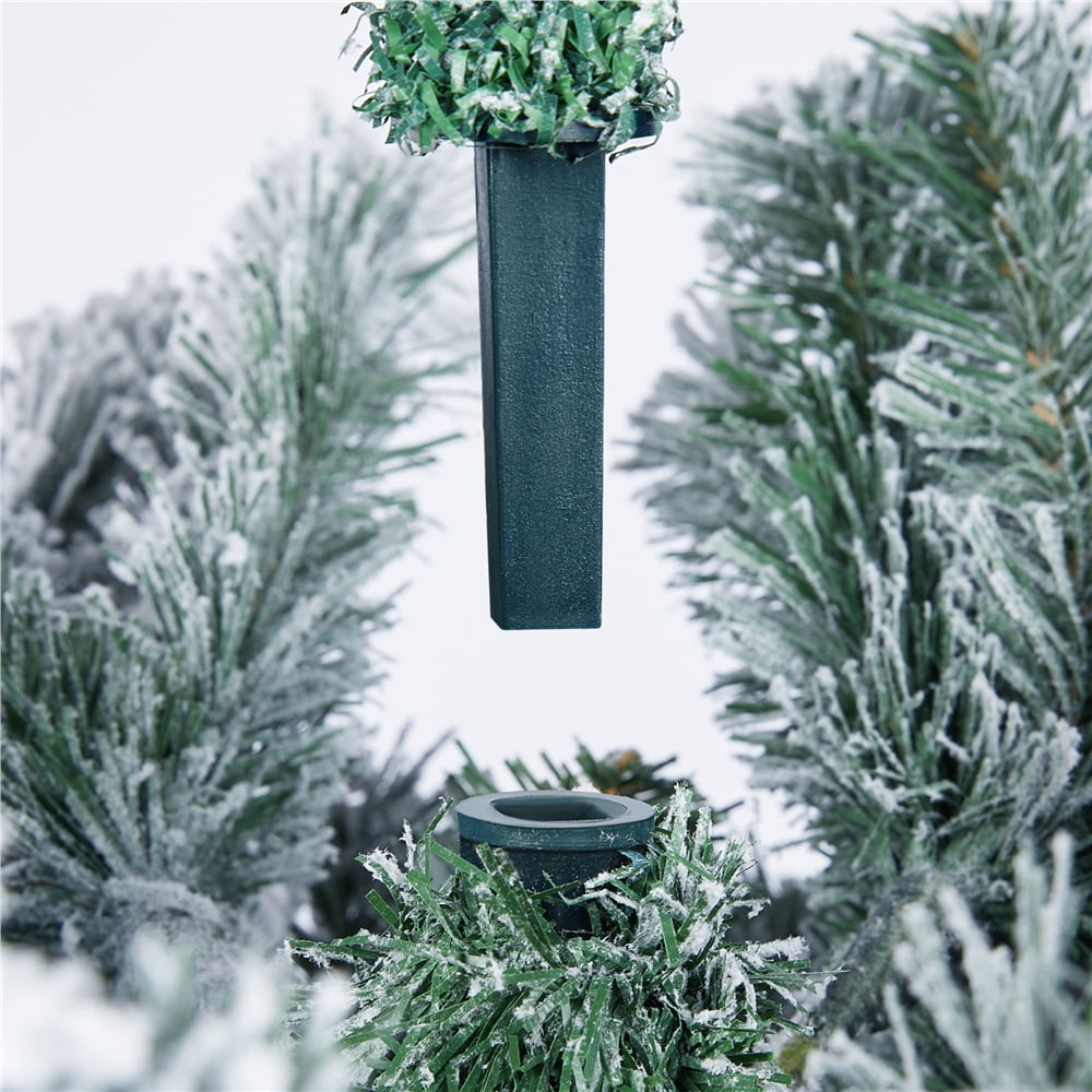 Easyfashion Green Flocked Spruce Snow Frosted Artificial Holiday Decorative Christmas Tree, with PVC Tips 4.5'