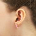 thumbnail image 2 of Gold Plated Colored Enamel Original But Chunkier - Pink ( Light , Neon ) Huggie Hoop Hoop Earrings for Women, 2 of 5
