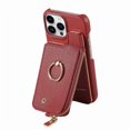 thumbnail image 4 of Y3 For iPhone 16 Pro Case Card Holder Kickstand Leather+TPU Phone Cover with Zipper Pocket - Grey, 4 of 5