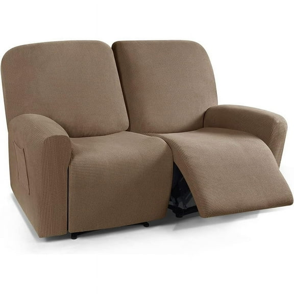 Nvzi -b Couch Cover Jacquard Stretch Sofa Covers Polar Fleece Reclining Chair Cover for Living Room Sofa Easy Fit Washable Furniture Sofa Protector 2 seat (Dark Khaki)