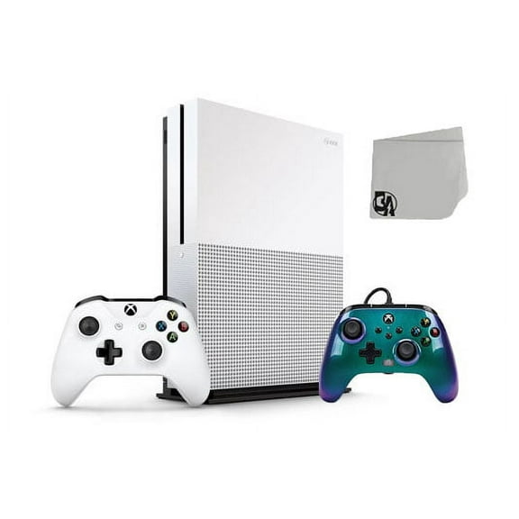 Pre-Owned Microsoft Xbox One S 500GB Gaming Console White with Aurora Borealis Controller Included BOLT AXTION Bundle