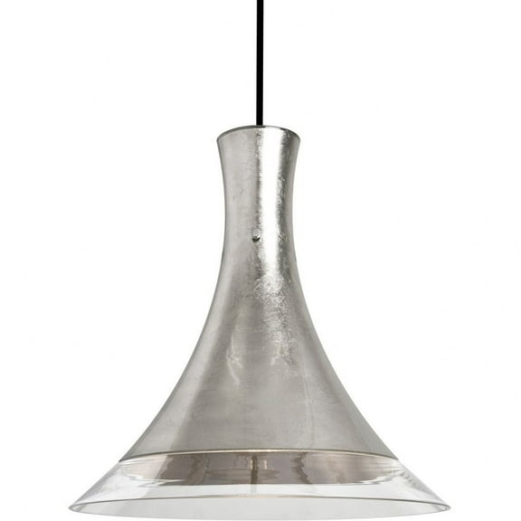 Besa Lighting - Rio - 1 Light Cord Pendant-Black Finish-Silver Foil/Clear Glass