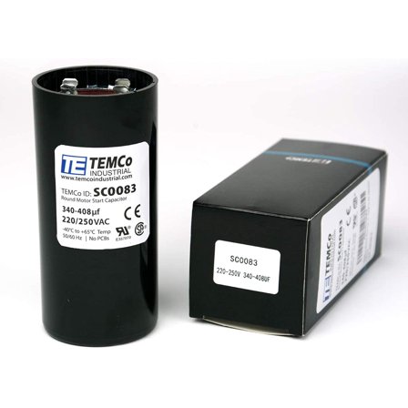 TEMCo 340-408 uF MFD CD60 Start Capacitor 220-250V AC Round | 50/60 Hz