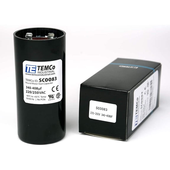 TEMCo 340-408 uF MFD CD60 Start Capacitor 220-250V AC Round | 50/60 Hz