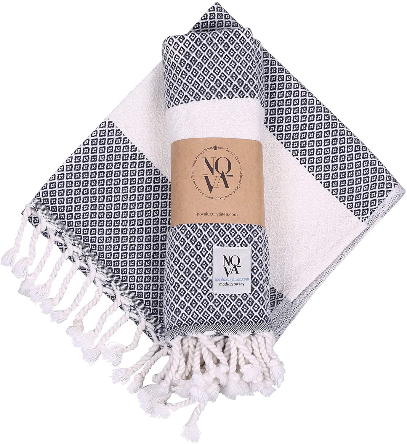 Diamond Turkish Cotton Kitchen / Hand Towel 2 pack 40x18 in – La