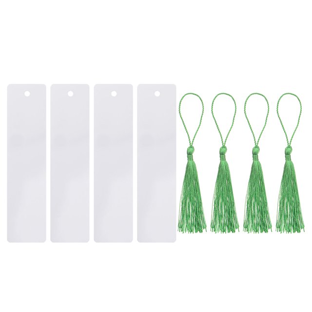 Unique Bargains Marque-Page Double Face avec Pompons Normaux Vert Foncé, 4 Pcs