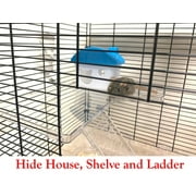 Large 3-Tiers Acrylic Clear Hamster Mansion Guinea Pig Habitat Mouse Home Gerbil House Cage Paw Safe Solid Platform Anti-Slip Step Ramp