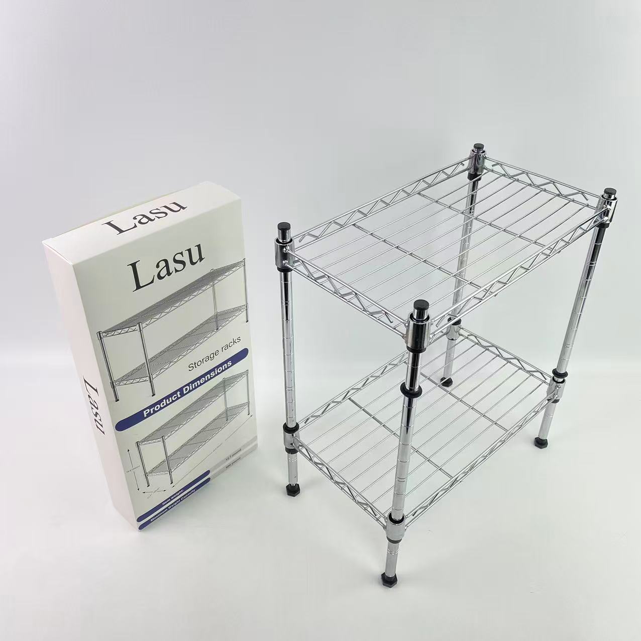 Lasu Storage racks,2 Tier Shelving Unit, Metal Storage Shelves, 400 lbs Capacity per Shelf, 1200 lbs Total, Durable Heavy Duty Shelf, Easy Assembly for Kitchen, Garage, Plant, 35.8"L x 17.7"W x 19.6"