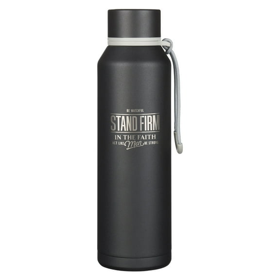 Water Bottle SS Black Stand Firm 1 Cor. 16:13, (Hardcover)