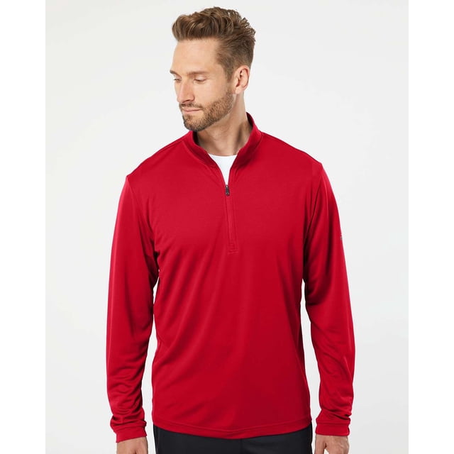 Adidas Chandail Léger à Quart de Glissière pour Hommes, TP, Rouge Puissance