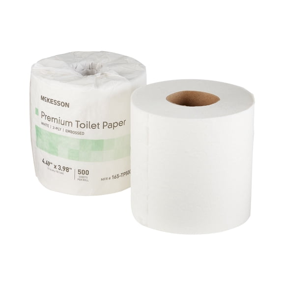 McKesson Toilet Paper, White, 2-Ply, Premium, Eco-Friendly, 1 Roll, 80 Packs, 80 Total