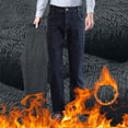 thumbnail image 2 of QHFBli Mens Lined Jeans Winter Warm Flannel Slim Fit Stretch Denim Pants Warm Denim Long Trousers, 2 of 5