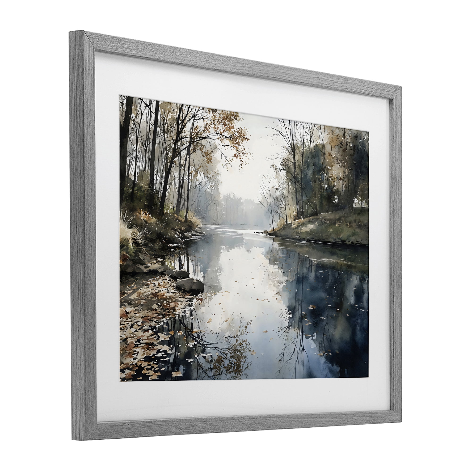 Stupell Industries Fall Lake Reflection Gray Framed Print Under Glass, design by Franklyn Gregory