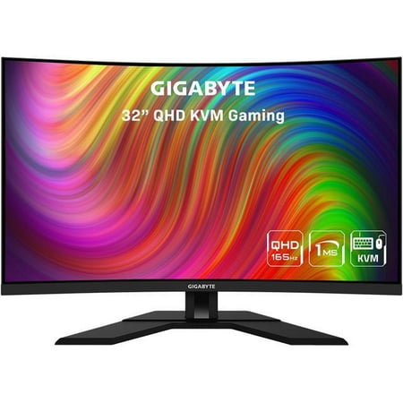 GIGABYTE M32QC 32" (31.5" Viewable) QHD 2560 x 1440 (2K) 165Hz / OC 170Hz HDMI, DisplayPort, USB, Audio FreeSync Premium (AMD Adaptive Sync) Curved Gaming Monitor