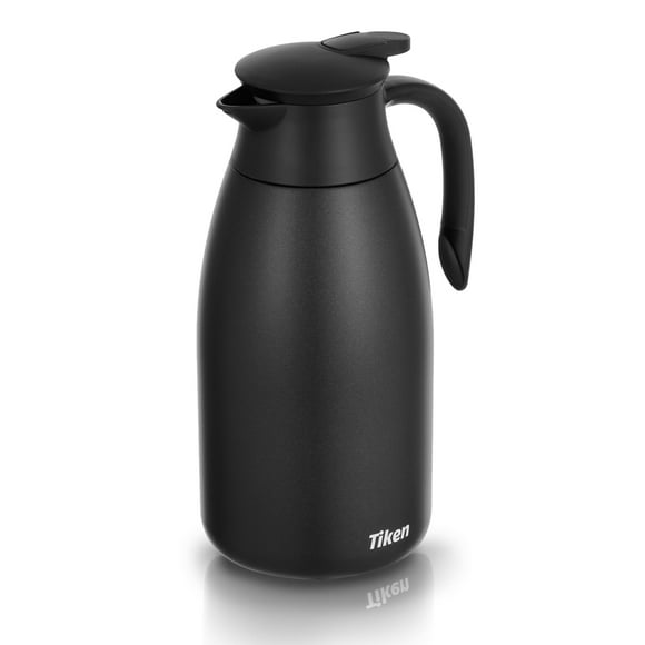 Tiken 85 Oz Thermal Coffee Carafe Stainless Steel Insulated Vacuum Coffee Carafes For Keeping Hot 2.5 Liter Beverage Dispenser (Black)