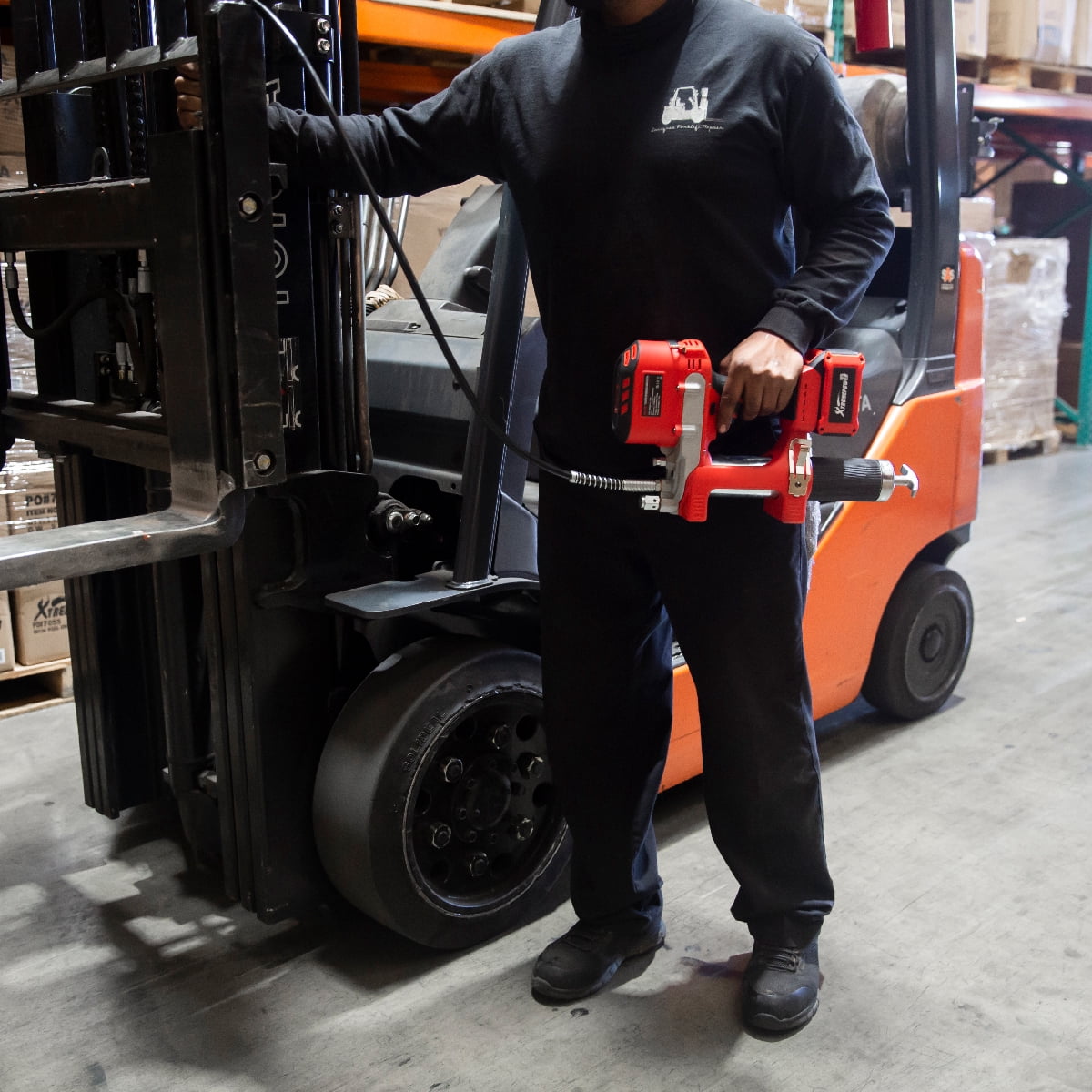 XtremepowerUS 20V Cordless Grease Gun Kit, Brushless, 47” Long Hose, 10,000 PSI, Variable Speed Triggers, With Battery & Charger