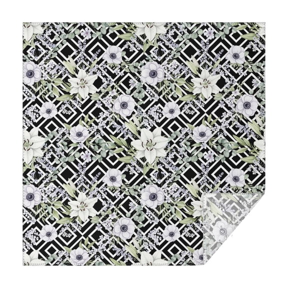 Pioneer Flower Floral Print Pattern Square Tablecloth, Waterproof Wipeable Spillproof Washable Table Cover for Home Kitchen Party Decor, 42"x42"