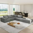 thumbnail image 6 of Sectional Sofa Couch Set, Modular 132" L Shaped Couch Set with 6 Pillows, Free Combination Upholstered Sofa Couch for Living Room, Bedroom, Grey, 6 of 6