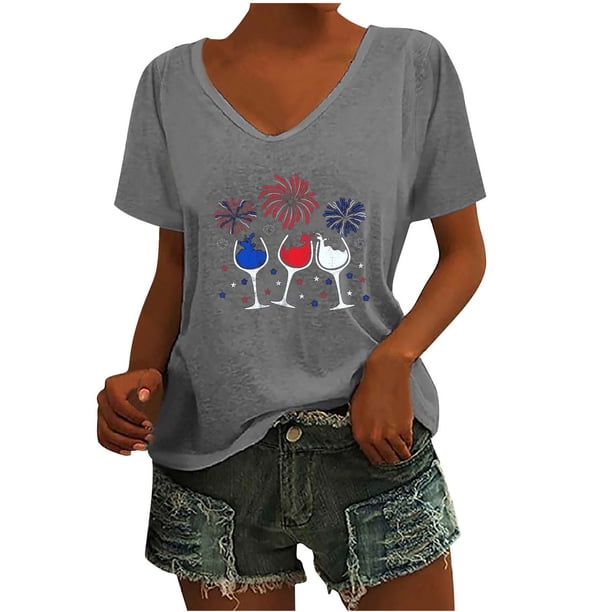 Camisetas de Cuello Redondo Impreso Gradiente de las Mujeres, Manga Corta Casual Top para el Uso Diario