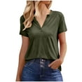 thumbnail image 2 of Puntoco Womens Summer Tops Short Sleeve Basic Casual V Neck T Shirts Trendy, 2 of 7