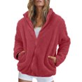 thumbnail image 2 of Jackets For Women Winter Casual Zip Up Sherpa Jacket Fleece High Neck Coats Lightweight Fall Outerwear With Pockets, 2XL, 2 of 8