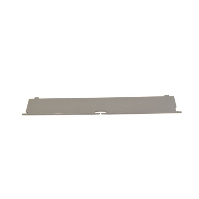 cubierta de filtro de pelusa para secadora samsung dc63-01140a panel rectangular OEM gris claro, vista frontal centrada sobre fondo blanco con pestañas de anclaje en extremos y muesca central para encaje; adecuada como reemplazo en secadoras Samsung y a menudo usada como pieza de soporte temporal en tareas de mantenimiento doméstico.