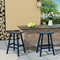 GARDEN 29" Inches Adirondack Plastic Outdoor Bar Stools (Set of 2), Navy Blue