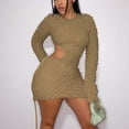 thumbnail image 3 of Kiplyki Women's Long Sleeve Fall Dress Round-Neck Solid Out Mini Dress, 3 of 6