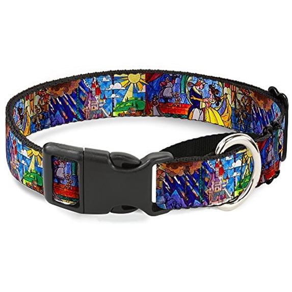 Buckle-Down MGC-WDY012-WL Martingale Dog Collar-Beauty & the Beast Stained Glass Scene
