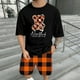 thumbnail image 2 of WILLBEST Conjunto de Camiseta y Pantalones Cortos de Verano para Hombre, Informal, con Estampado de Oso, Diseño A Cuadros, para Gimnasio, Deportes y Vacaciones, 2 of 6