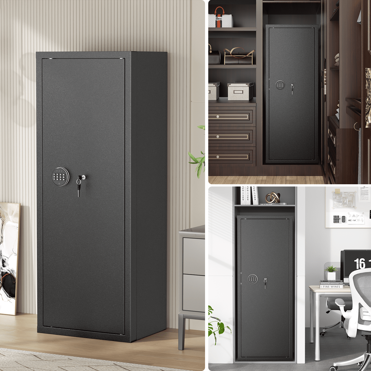 SUNCROWN 10-12 Gun Safe for Rifles and Pistols,Quick Access Rifle Gun Safe with Password Lock, Gun Cabinet with Shelves for Home,Office(Assembly Required)