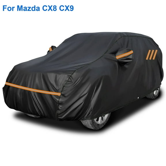 FANOTEK Fit for Mazda CX8 CX9 Car Cover, Waterproof Full SUV Car Cover, Outdoor Snow Rain Sun Dust Protection All Weather Black