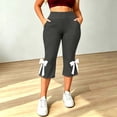 thumbnail image 5 of Noric Women's Plus Size High Waist Capri Leggings with Pockets Bow Tie High Rise Stretchy Casual Workout Cropped Yoga Pants, 5 of 8