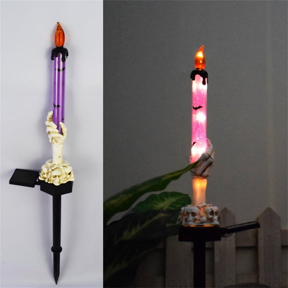 Matoen Halloween Decorations Outdoor Solar Candle Shaped Garden Stake Lights, Solar Halloween Lights Waterproof for Outside Home Patio Yard Pathway Grave Lawn Porch Party Decor
